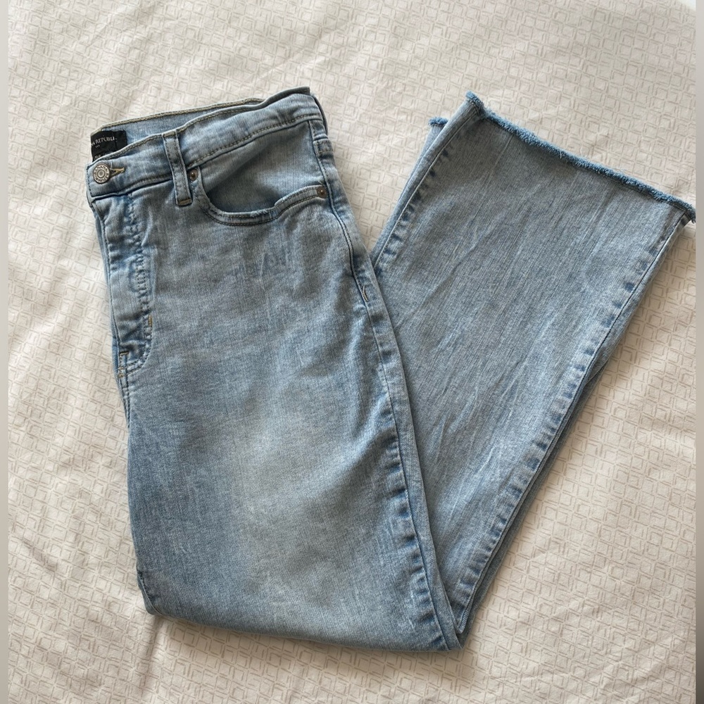 Banana Republic high rise demi-boot cropped jeans with raw hem